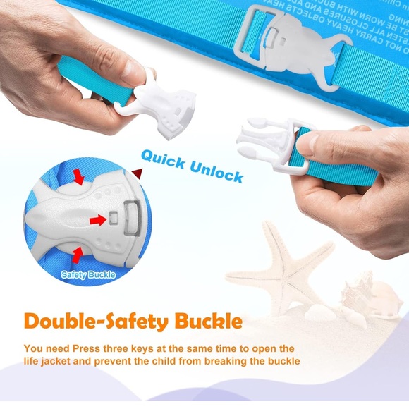 NWT Chriffer Kids Swim Vest, 22-66 Pounds, Toddler Floaties w/Shoulder Harness - Picture 4 of 10